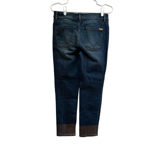 White House Black Market Denim Jeans Dark Wash Gold Cuff - Picture 2 of 10